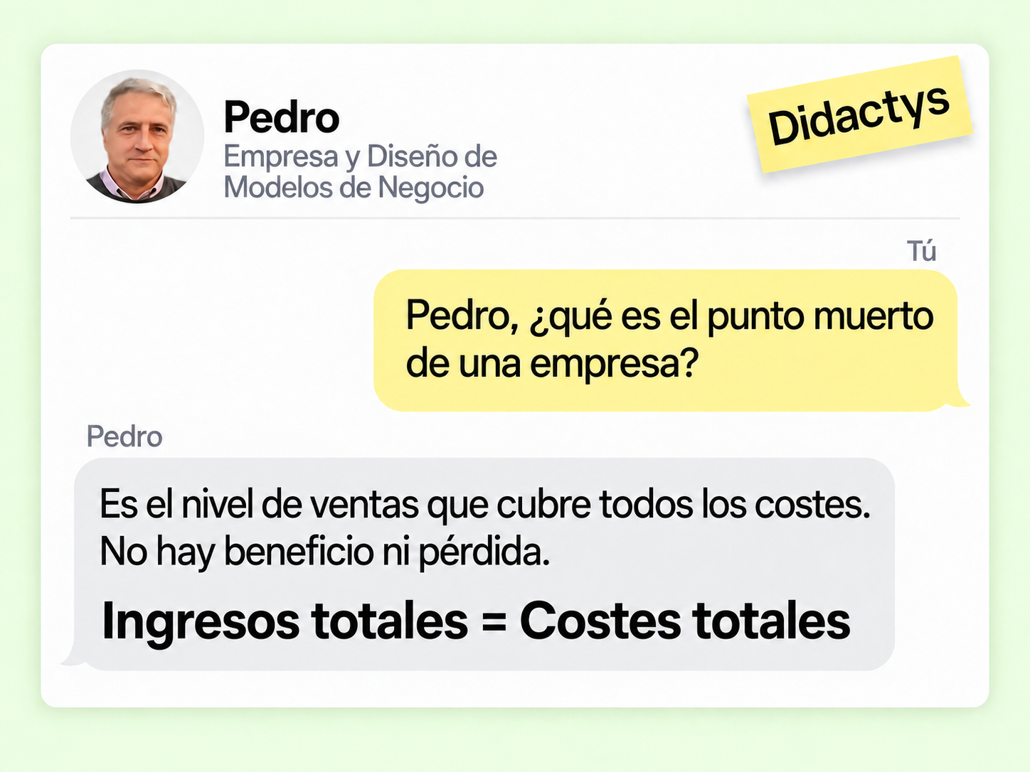 Conversación con Pedro, profesor de Empresa y Diseño de Modelos de Negocio, sobre el punto muerto de una empresa.